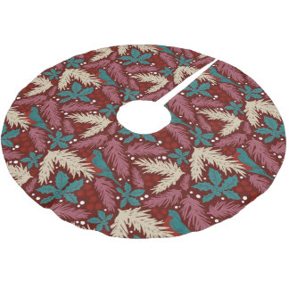 Jupon De Sapin En Polyester Brossé Motif de Noël Retro Cosy