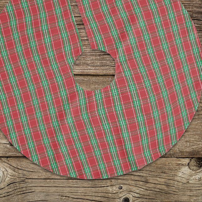 Jupon De Sapin En Polyester Brossé Motif de Noël rouge et vert (Christmas holiday red and green simple classic tree skirt. )