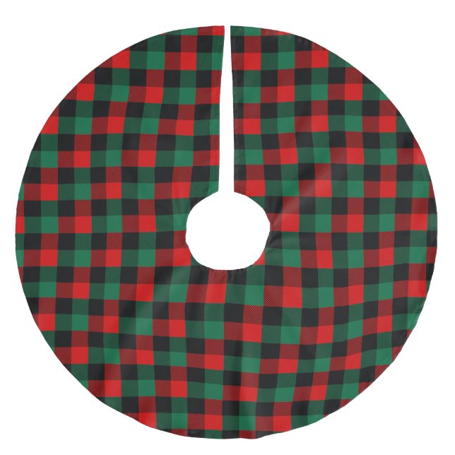 Jupon De Sapin En Polyester Brossé Motif de Noël vert rouge moderne (Devant)
