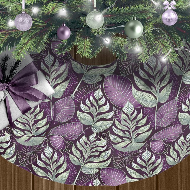 Jupon De Sapin En Polyester Brossé Motif de Noël vert violet #29 ID1009 (Créateur téléchargé)