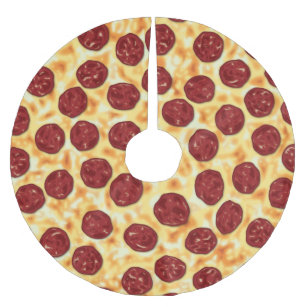 Jupon De Sapin En Polyester Brossé Motif de pizza de pepperoni