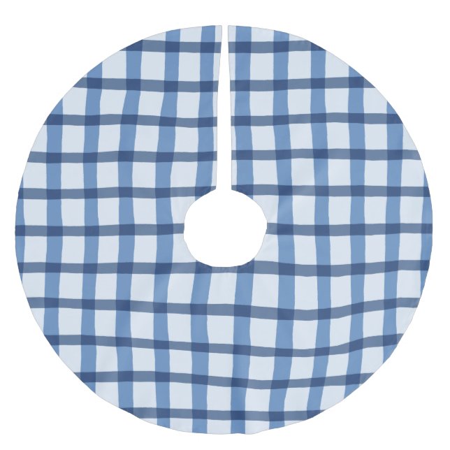 Jupon De Sapin En Polyester Brossé Motif de plaid bleu et blanc (Devant)