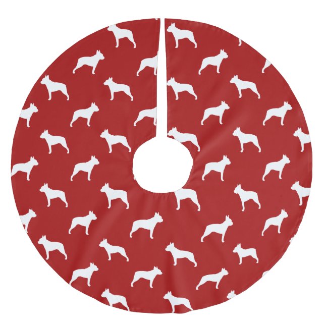 Jupon De Sapin En Polyester Brossé Motif de silhouettes de Boston Terrier (Devant)