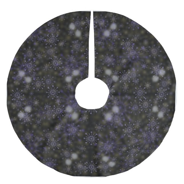 Jupon De Sapin En Polyester Brossé Motif de snowflakes (Devant)