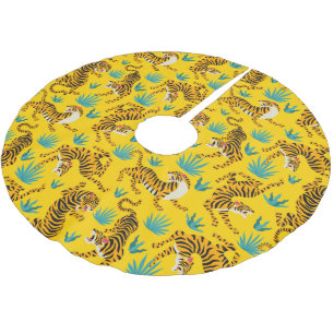 Jupon De Sapin En Polyester Brossé Motif de tigre d'or asiatique