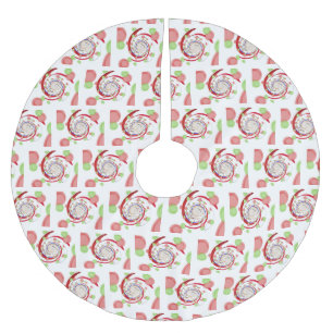 Jupon De Sapin En Polyester Brossé Motif de tourbillon abstrait rouge et vert