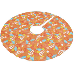Jupon De Sapin En Polyester Brossé Motif de voilier tropical