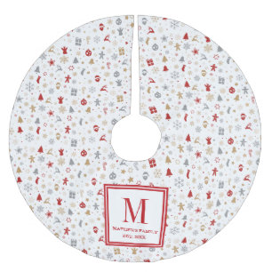 Jupon De Sapin En Polyester Brossé Motif décoratif sur le thème de Noël