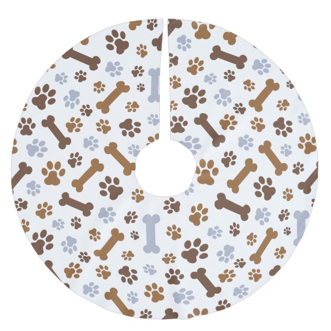 Jupon De Sapin En Polyester Brossé Motif d'empreintes de pattes de chien (Devant)