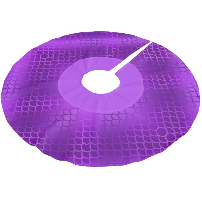 Jupon De Sapin En Polyester Brossé Motif  des écailles de sirène violet (Angle)