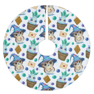 Jupon De Sapin En Polyester Brossé Motif d'Halloween magique mignon