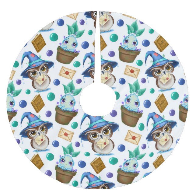 Jupon De Sapin En Polyester Brossé Motif d'Halloween magique mignon (Devant)
