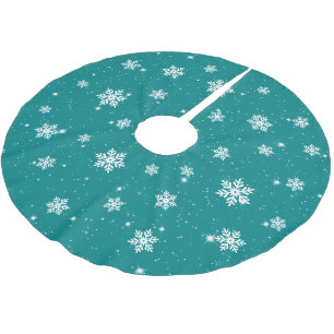 Jupon De Sapin En Polyester Brossé Motif d'hiver de Noël Turquoise moderne