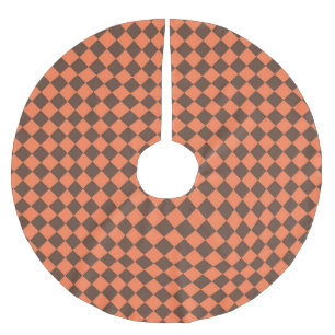 Jupon De Sapin En Polyester Brossé Motif diamant à carreaux marron corail