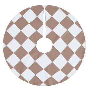 Jupon De Sapin En Polyester Brossé Motif diamant en blanc et Mocha Mousse