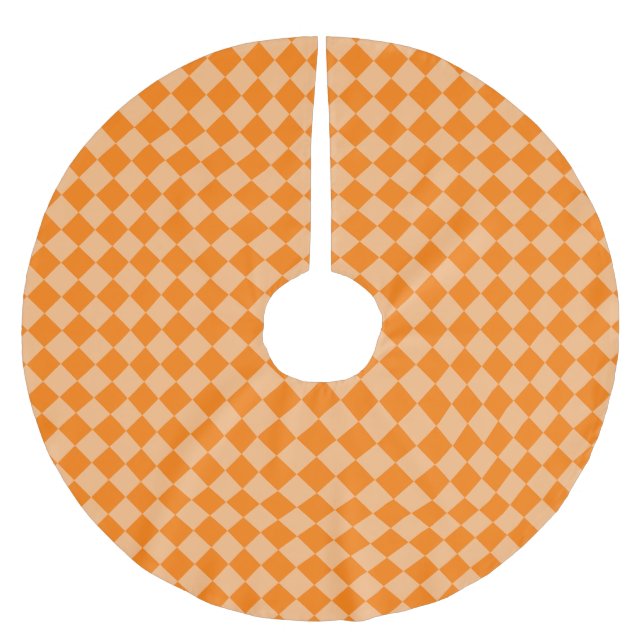 Jupon De Sapin En Polyester Brossé Motif diamant Orange Checker (Devant)