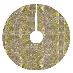Jupon De Sapin En Polyester Brossé Motif d'or de Noël élégant
