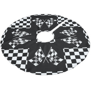 Jupon De Sapin En Polyester Brossé motif du drapeau cool noir et blanc À damiers