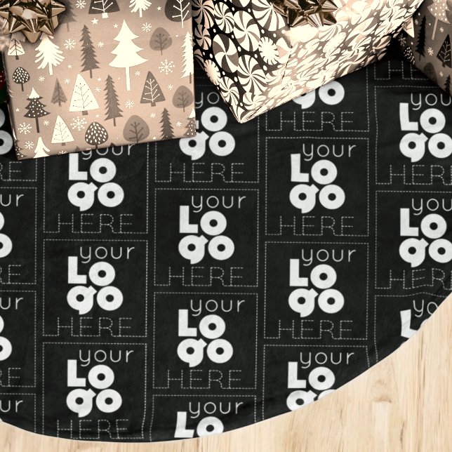 Jupon De Sapin En Polyester Brossé Motif du logo blanc de la société personnalisée su (Créateur téléchargé)