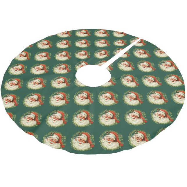 Jupon De Sapin En Polyester Brossé Motif du Père Noël (Angle)