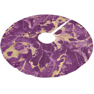 Jupon De Sapin En Polyester Brossé Motif en marbre violet et or