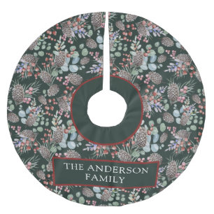 Jupon De Sapin En Polyester Brossé Motif et nom de Noël festif