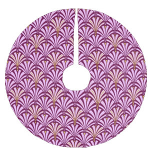 Jupon De Sapin En Polyester Brossé Motif éventail Art déco - orchidée et violet