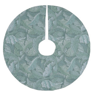 Jupon De Sapin En Polyester Brossé Motif feuille d'acanthe bleu sarcelle de William M