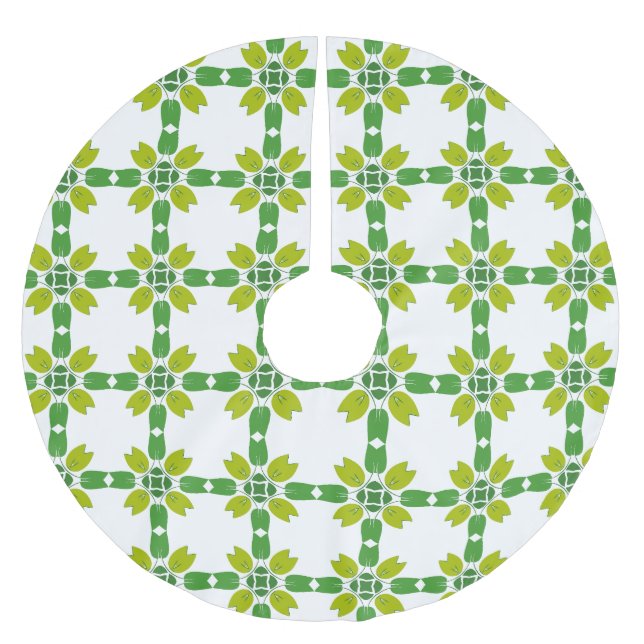 Jupon De Sapin En Polyester Brossé Motif Feuille, Motif De Feuilles, Feuilles Verts (Devant)