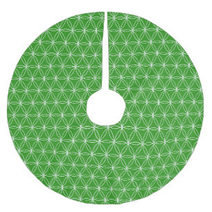 Jupon De Sapin En Polyester Brossé Motif Fleur Blanche de Vie sur Vert