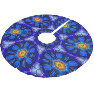 Jupon De Sapin En Polyester Brossé Motif Fleurs bleues Abstraites