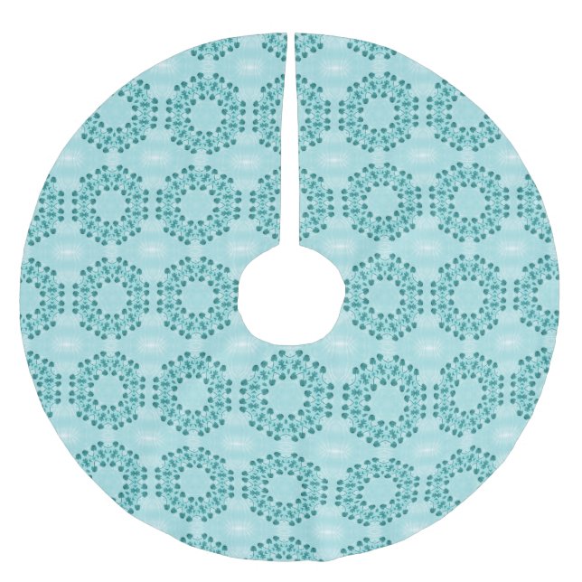Jupon De Sapin En Polyester Brossé Motif floral, bleu Turquoise (Devant)