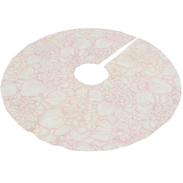 Jupon De Sapin En Polyester Brossé Motif floral de pivoine rose (Angle)