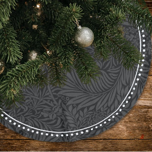 Jupon De Sapin En Polyester Brossé Motif floral noir élégant à bordure pointillée