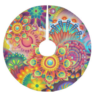 Jupon De Sapin En Polyester Brossé Motif funky rétro Abstrait Bohème