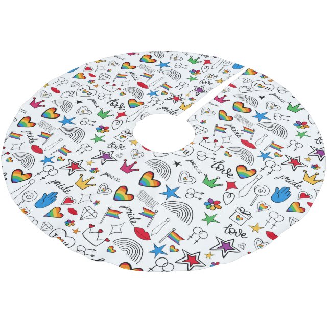 Jupon De Sapin En Polyester Brossé Motif Gay pride Doodle (Angle)