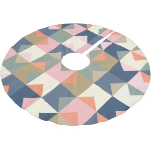 Jupon De Sapin En Polyester Brossé Motif géométrique mignon en marine et corail