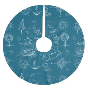 Jupon De Sapin En Polyester Brossé Motif graphique nautique de modèle