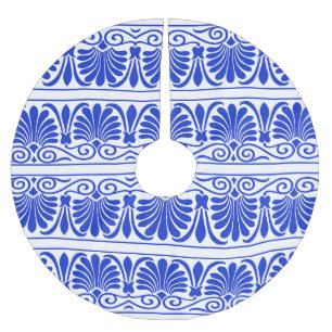 Jupon De Sapin En Polyester Brossé Motif grec méditerranéen bleu