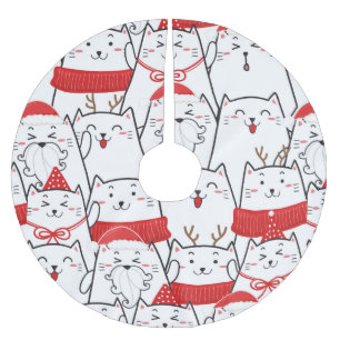 Jupon De Sapin En Polyester Brossé Motif mignon de bande dessinée de chat