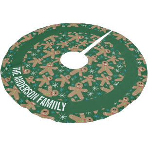Jupon De Sapin En Polyester Brossé Motif mignon de Noël de biscuits de bonhomme en