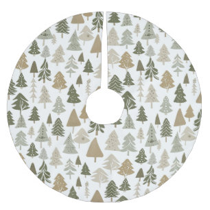 Jupon De Sapin En Polyester Brossé Motif moderne des arbres de Noël