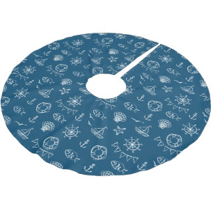 Jupon De Sapin En Polyester Brossé Motif nautique 2 de dessin de craie