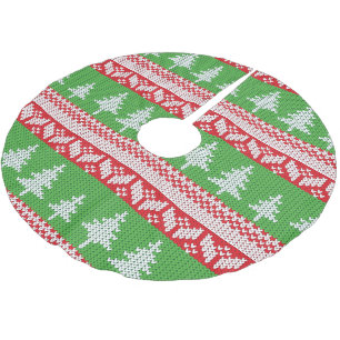 Jupon De Sapin En Polyester Brossé Motif norvégien des arbres de Noël alpins