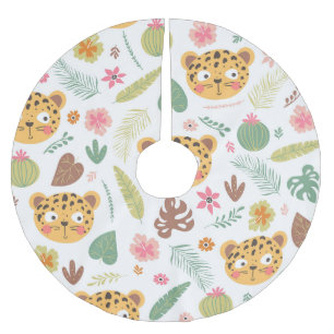 Jupon De Sapin En Polyester Brossé Motif Plante de Leopard Head Tropical