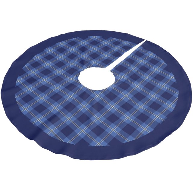 Jupon De Sapin En Polyester Brossé Motif plat moderne bleu Tartan (Angle)