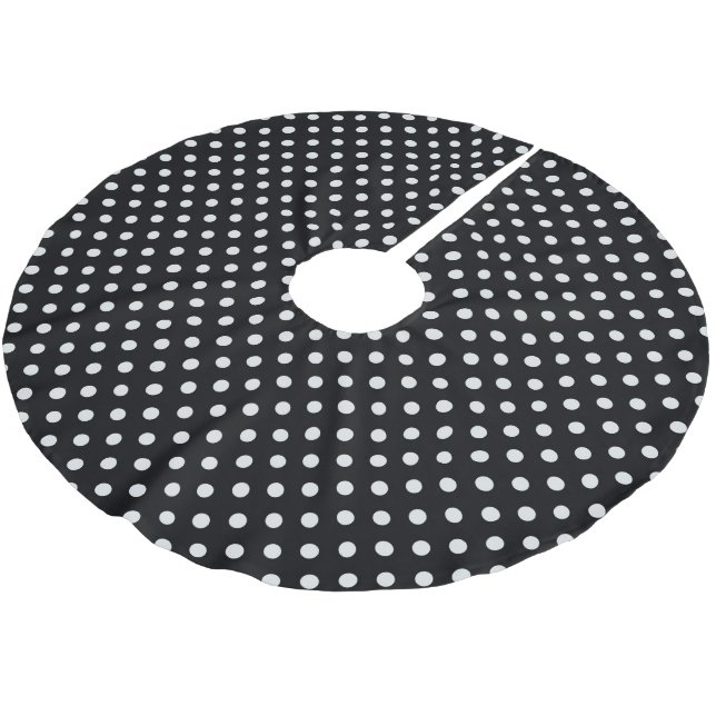 Jupon De Sapin En Polyester Brossé Motif Pois noir blanc (Angle)