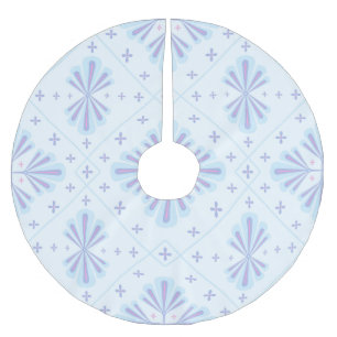 Jupon De Sapin En Polyester Brossé Motif répétitif floral géométrique bleu pastel