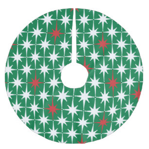 Jupon De Sapin En Polyester Brossé Motif rétro Vintage du milieu du siècle Noël étoil