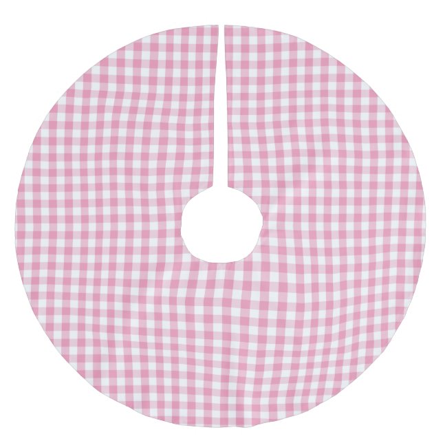 Jupon De Sapin En Polyester Brossé Motif rose de contrôle de guingan (Devant)